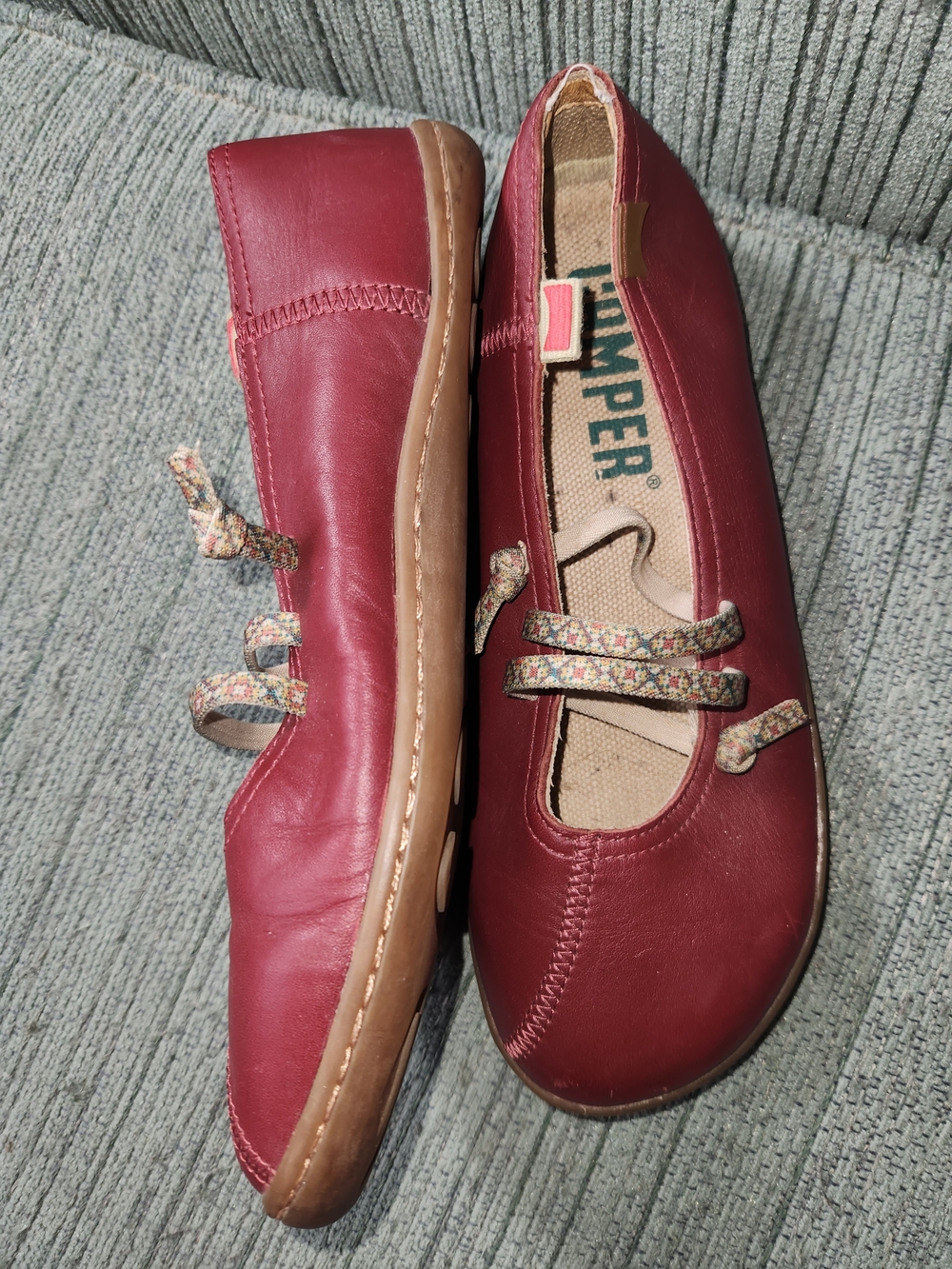 🍉Camper Women's Red Leather Mary Jane Flats